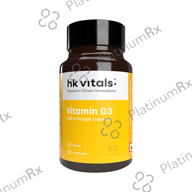 Healthkart HK Vitals Vitamin D3 Cholecalciferol 600IU Capsule 60s