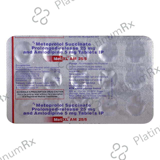 Met XL AM 25/5mg Tablet 15s