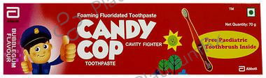 Candy Cop Foaming Fluoridated Bubblegum Flavour Toothpaste 70gm