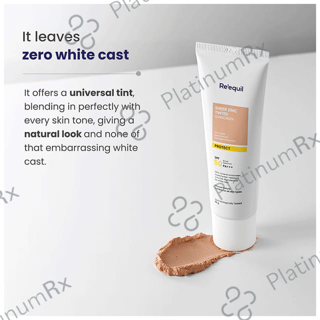 Re'equil Sheer Zinc Tinted Sunscreen SPF 50 PA+++ Cream 50gm