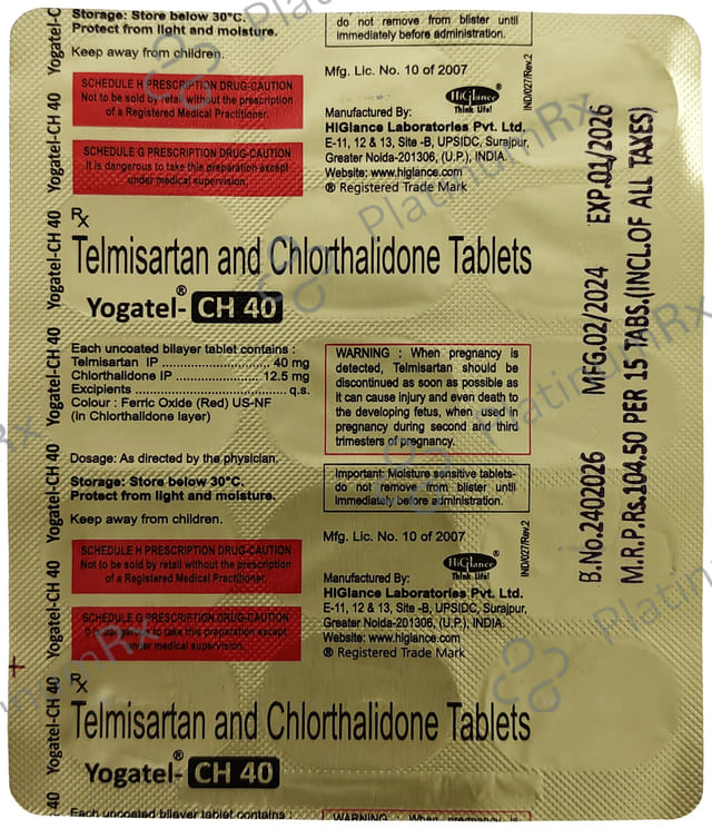 Yogatel CH 40mg/12.5mg Tablet