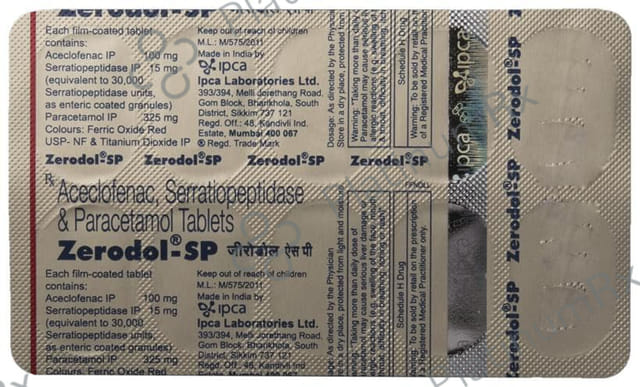 Zerodol SP 100/325/15mg Tablet 10s