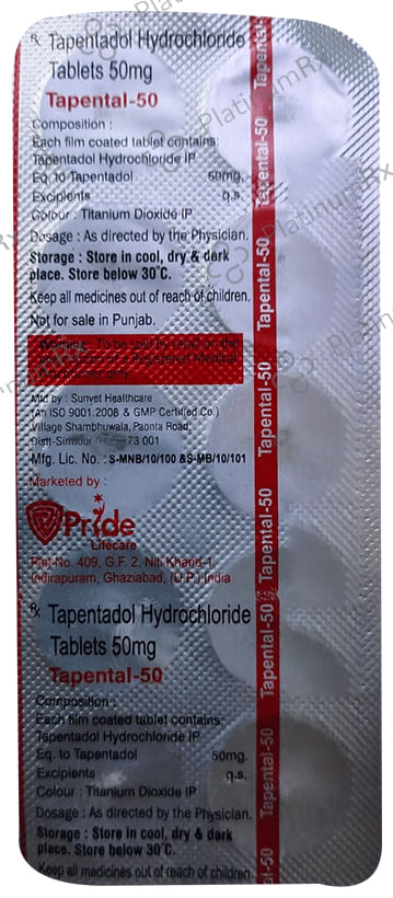 Tapental 50mg Tablet 10s