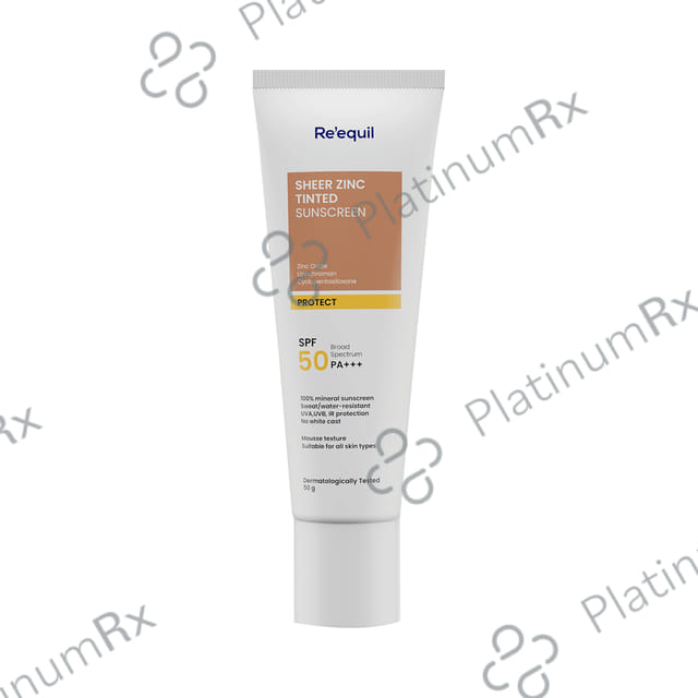 Re'equil Sheer Zinc Tinted Sunscreen SPF 50 PA+++ Cream 50gm