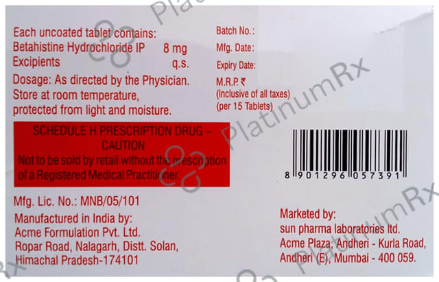 Betavert 8mg Tablet 15s