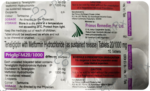 Priglip M 1000/20mg Tablet 10s