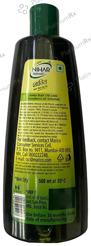 Nihar Naturals Shanti Badam Amla Hair Oil 500 ml