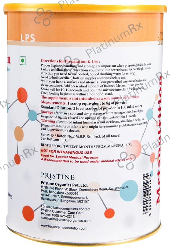 Pristine Balance Metanutrition LPS Powder (Upto 3 Years) Unflavoured