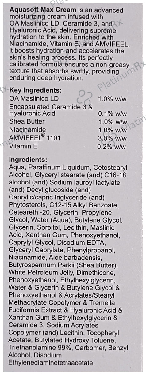 Aquasoft New Aquasoft Max Intensive Moisturising Cream 100gm