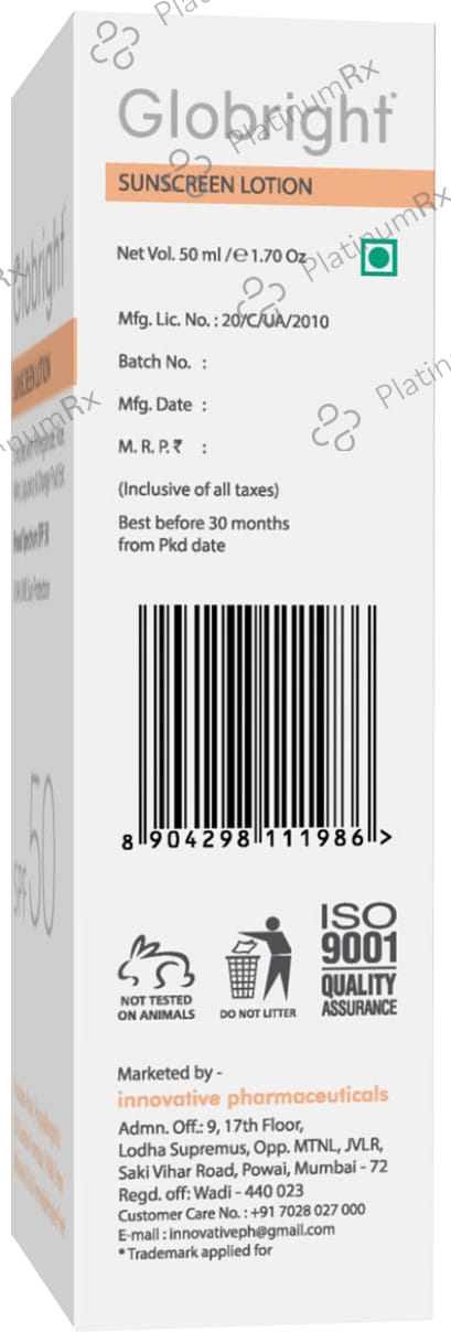 Globright Sunscreen SPF 50 Lotion 50ml