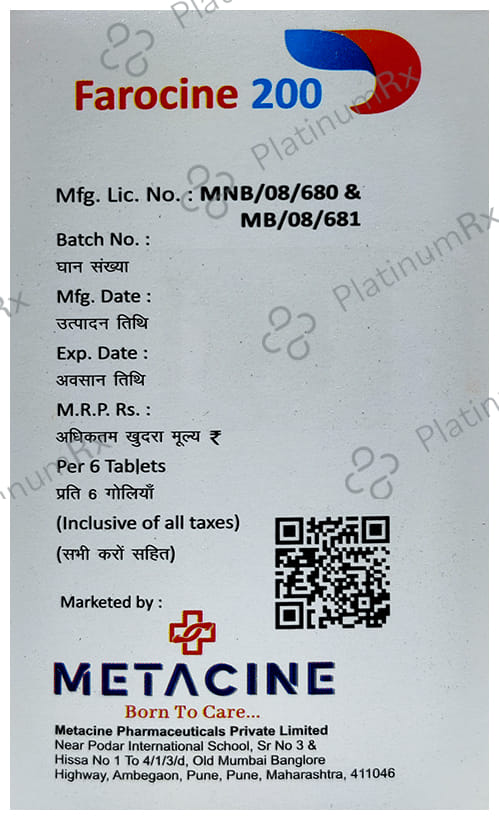 Farocine 200mg Tablet 6s