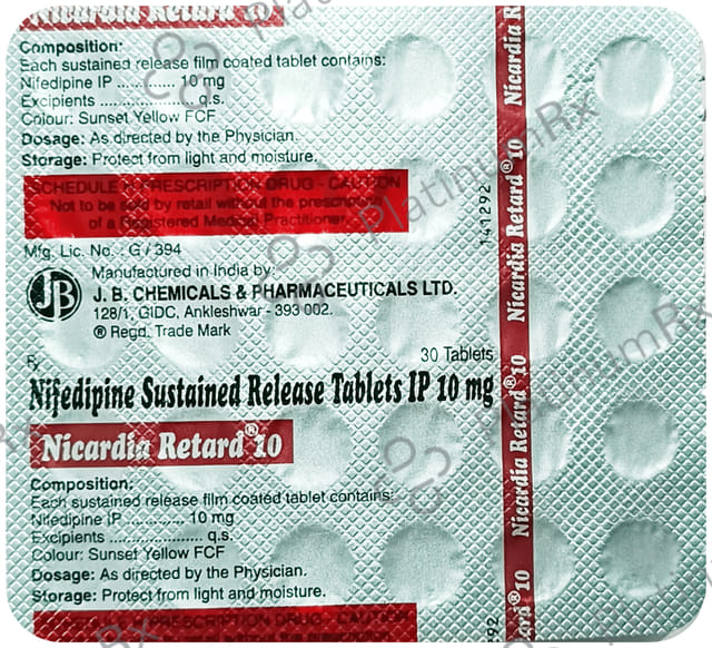Nicardia Retard 10mg Tablet SR 30s