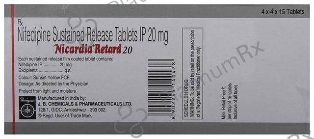 Nicardia Retard 20mg Tablet SR 15s