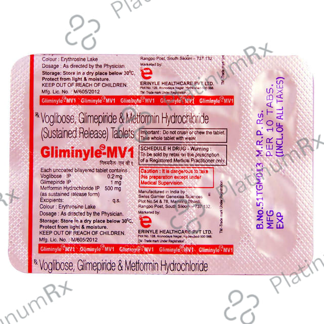 Gliminyle MP 1mg/500mg/7.5mg Tablet