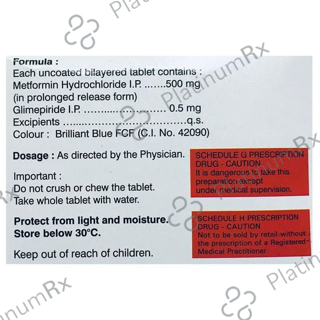 Glyciphage G 0.5/500mg Tablet PR 10s