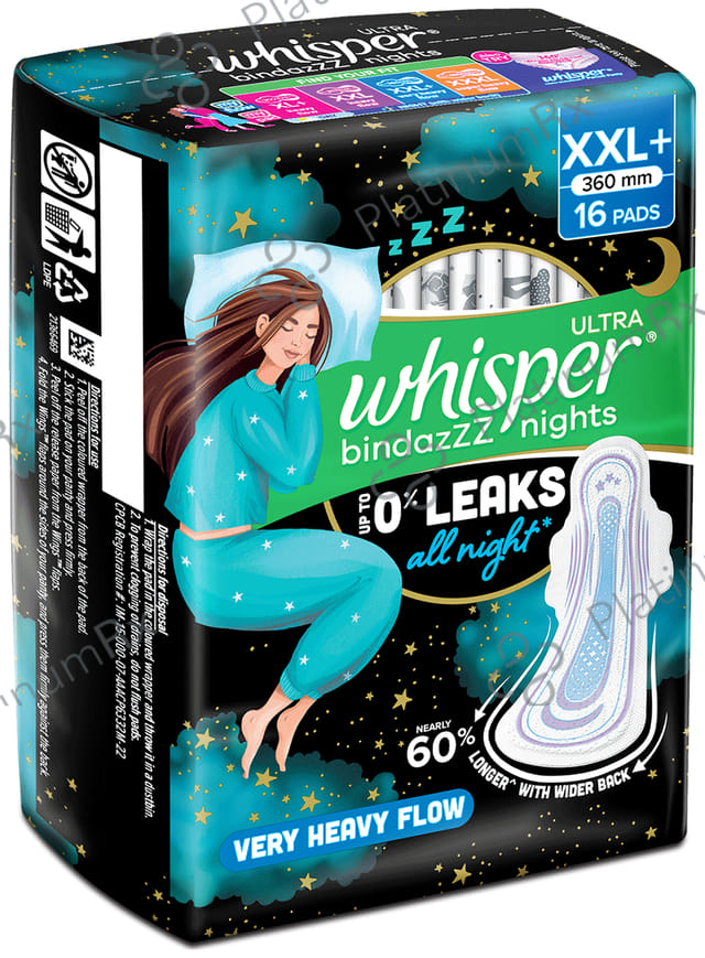 Whisper Bindazzz Nights Pads - Size XXL+ 16 pads
