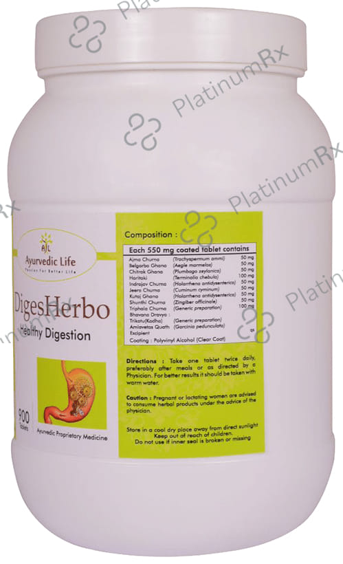 Ayurvedic Life Digesherbo Healthy Digestion Tablet 900 tablets