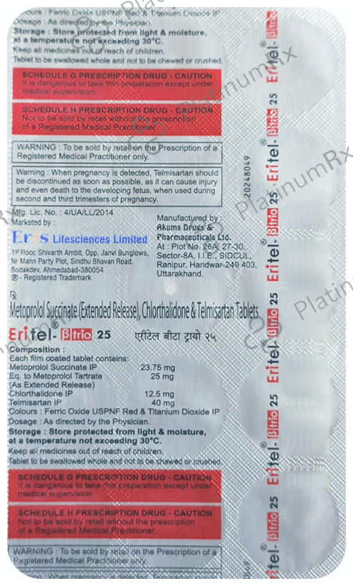 Eritel Beta Trio 25mg Tablet ER 15s