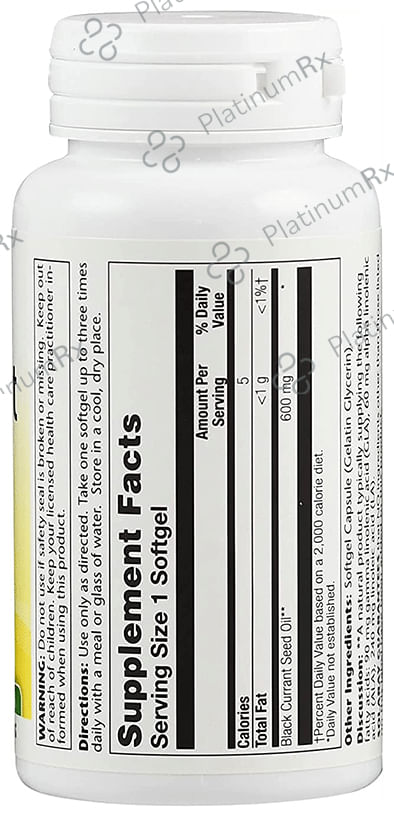 Solaray Black Currant Seed Oil 600mg Softgel - For Skin & Joint Health