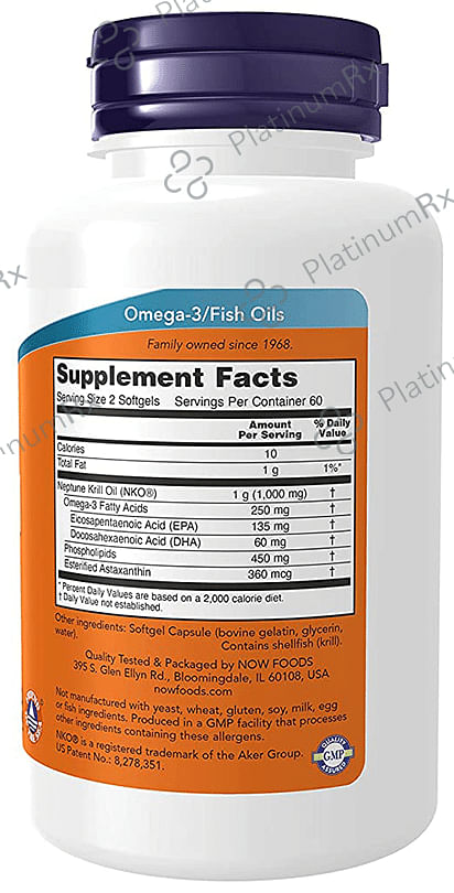 Now Foods Krill Oil 500mg Softgel - Supports Heart & Joint Health