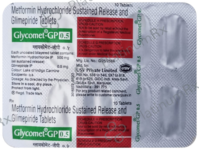 Glycomet GP 0.5/500mg Tablet PR 10s