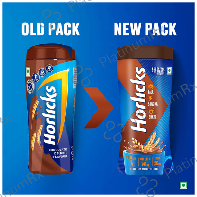Horlicks Drink with Vitamin C, D & Zinc - For Bones & Metabolism - Flavour Chocolate Delight 500 gm
