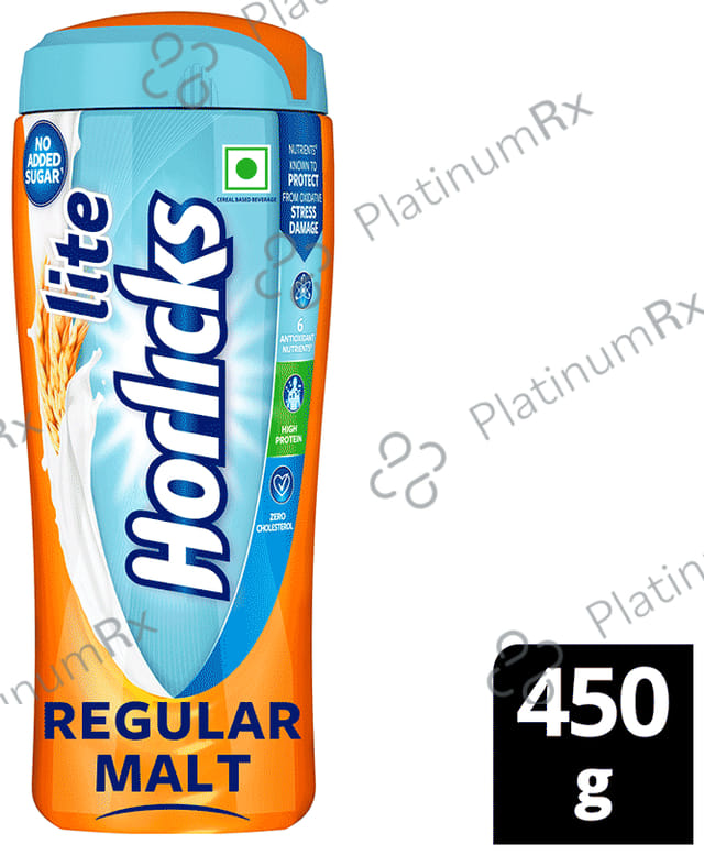 Horlicks Lite with Antioxidant Nutrients, Protein & No Added Sugar for Stamina, Bones, Immunity & Growth Powder Regular Malt