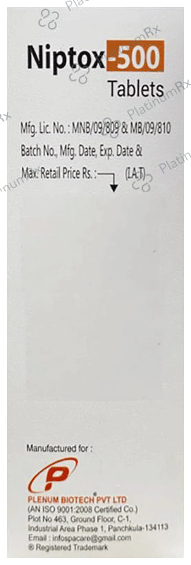 Niptox 500/10mg Tablet 15s