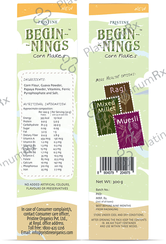 Pristine Beginnings Corn Flakes 300 gm