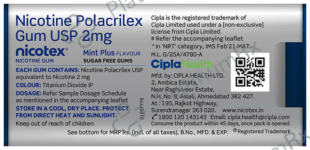 Nicotex 2mg Mint Plus Flavour Gums 40s