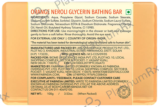 Fabessentials Orange Neroli Glycerin Bathing Bar