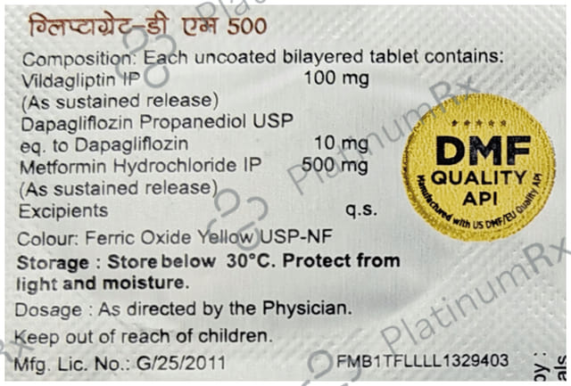 Gliptagreat DM 10/500/100mg Tablet 10s