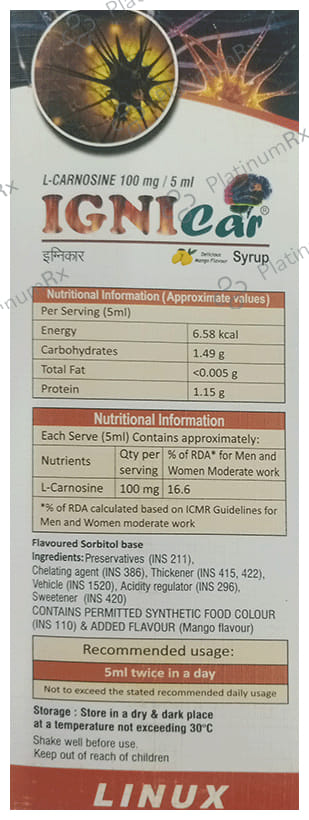 Ignicar Delicious Mango Flavour Sugar Free Syrup 200ml