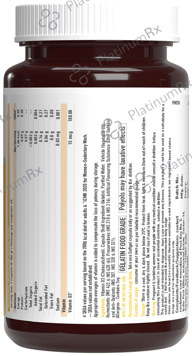 TrueBasics Vitamin D3 2000IU Soft Gelatin Capsule 50s