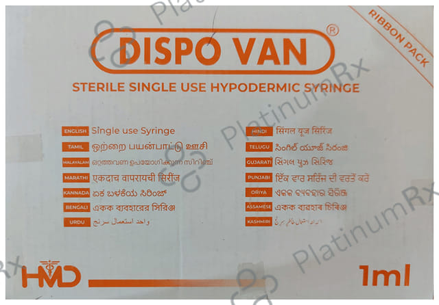 Dispovan 1ml Syringe with 26G Needle 100s