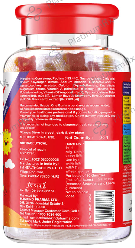 Health OK Multivitamin and Multimineral Gummies - For Normal Growth, Bones & Immunity