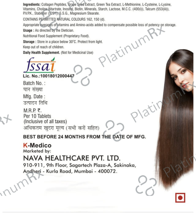 HairFul Tablet for Women & Men Hair Care (10 Each) 6 Strip