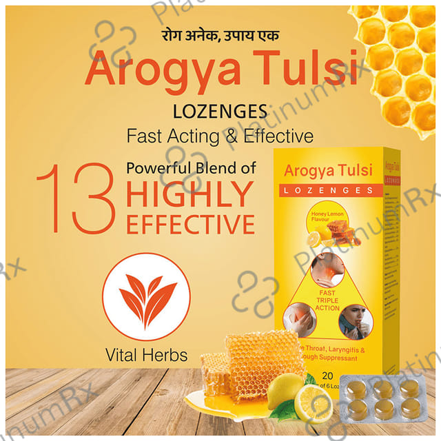 Arogya Tulsi Lozenges (6 Each) Honey Lemon 10 strips