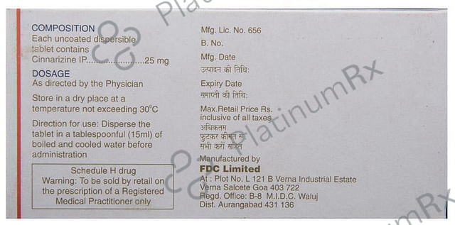 Cinzan 25mg DT Tablet 10s