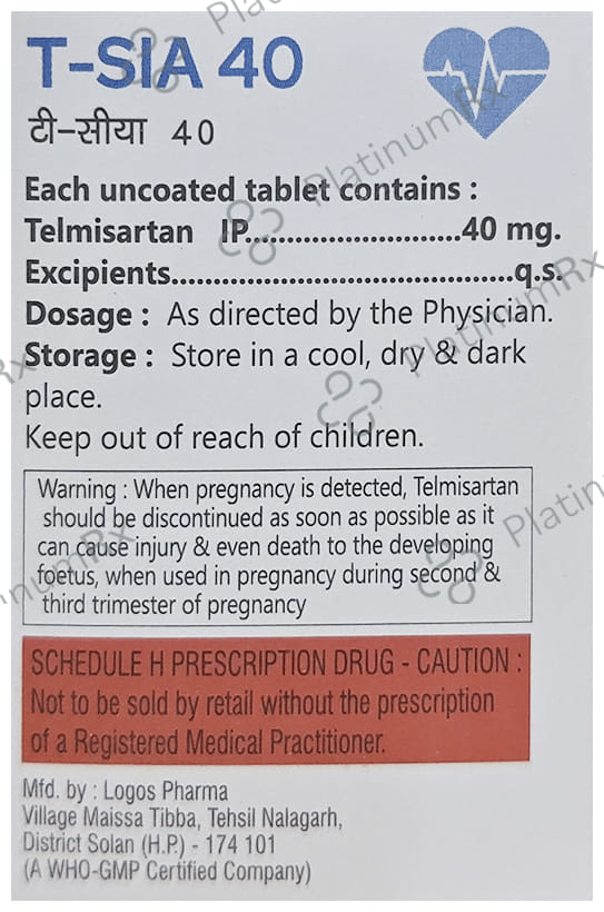 T SIA 40mg Tablet 15s