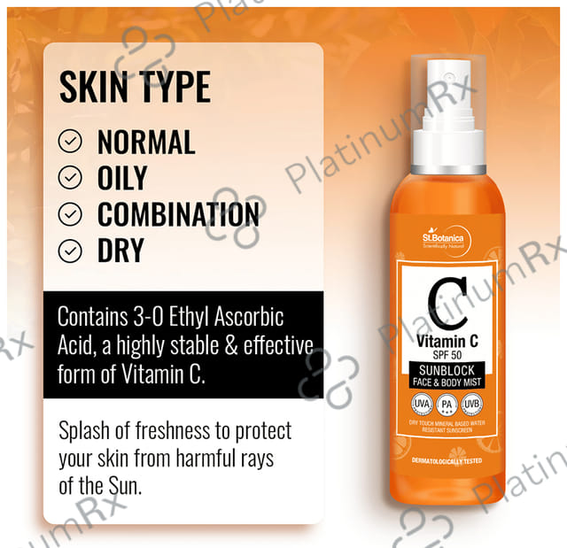 St.Botanica Vitamin C Sunblock Face & Body Mist SPF 50 Liquid 120ml