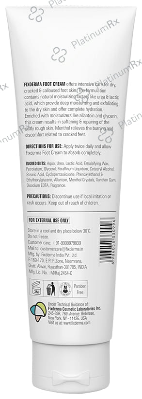 Fixderma Foot Cream - For Dry, Cracked or Calloused Foot Skin 150 gm