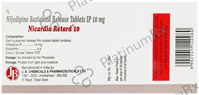 Nicardia Retard 10mg Tablet SR 30s