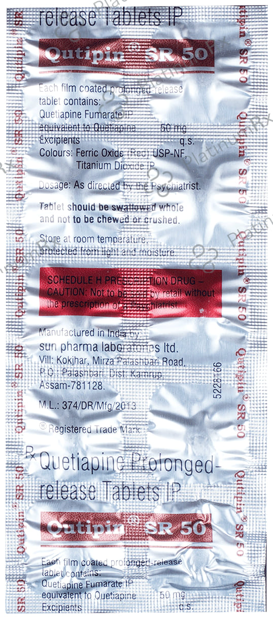 Qutipin SR 50mg Tablet PR 10s