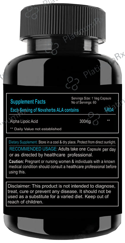 Novaherbs ALA Alpha Lipoic Acid 300mg Veg Capsule
