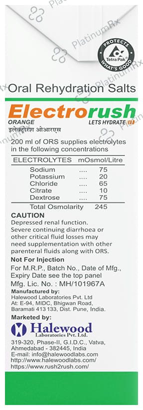 Electrorush ORS Orange Flavour Liquid 10x200ml