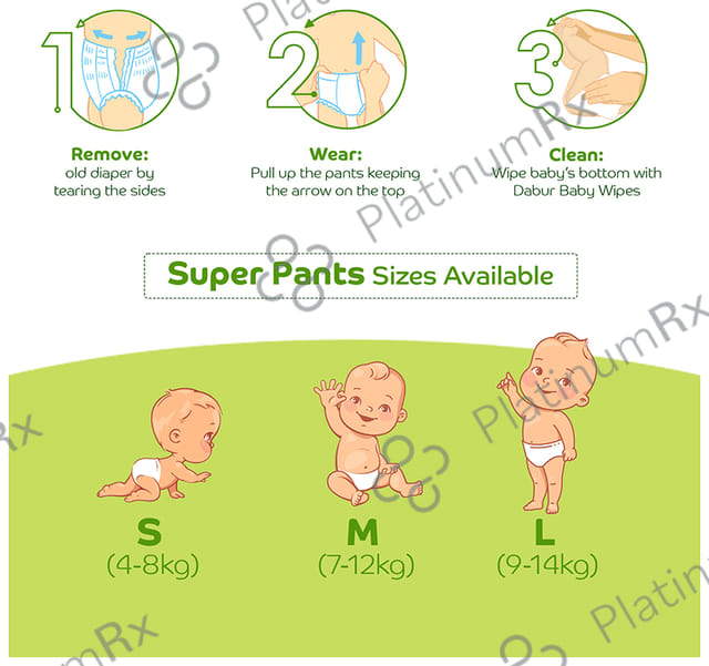 Dabur Baby Super Pants with Aloe Vera, Shea Butter & Vitamin E - Size Medium