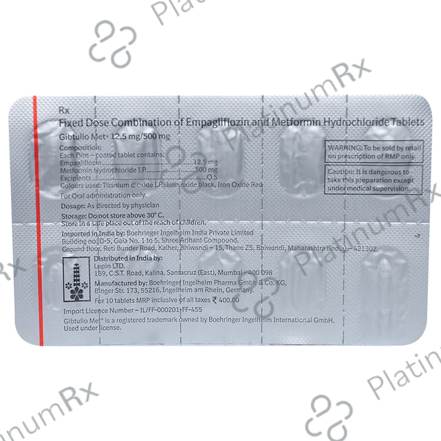 Gibtulio Met 12.5/500mg Tablet 10s
