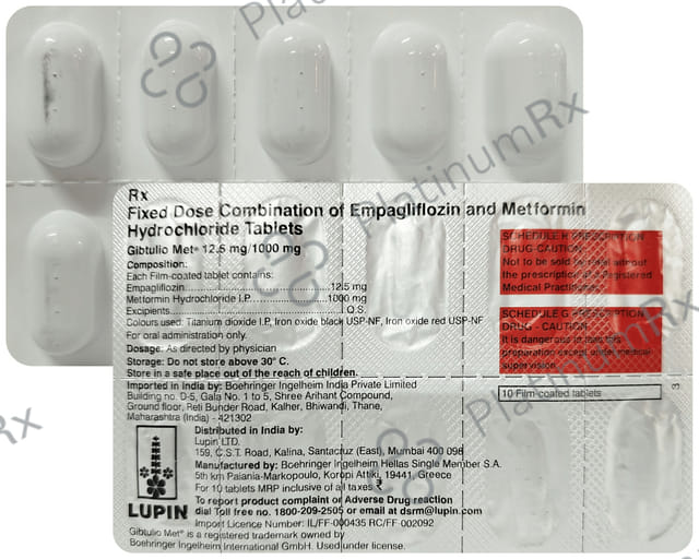 Gibtulio Met 12.5/1000mg Tablet 10s