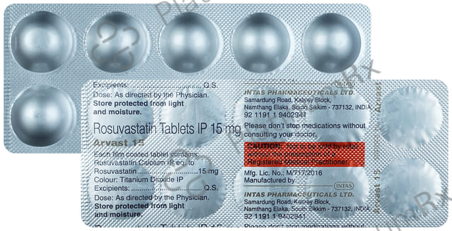 Arvast 15mg Tablet 10s